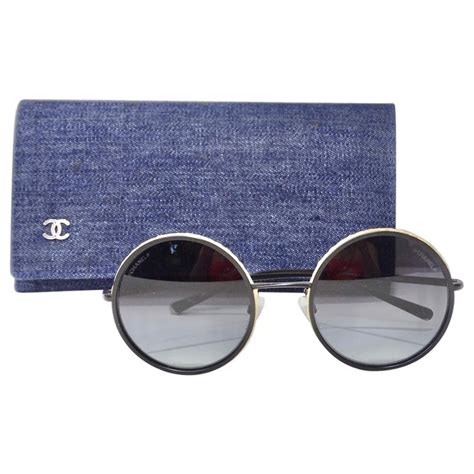 chanel sunglasses braided band|CHANEL Metal Raffia Braided Round Sunglasses 4250 Black .